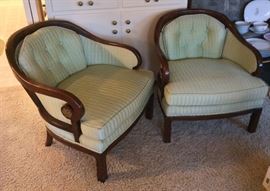 Pair of pale green chairs by Key City