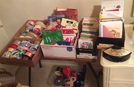 Lots of ribbon, gift bags & Xmas cards - other greeting cards too