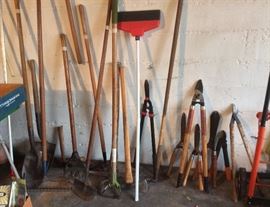 Yard tools - shovels, rakes, loppers, pruners