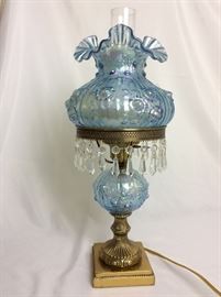 Fenton Art Glass Table Lamp. 21" H.