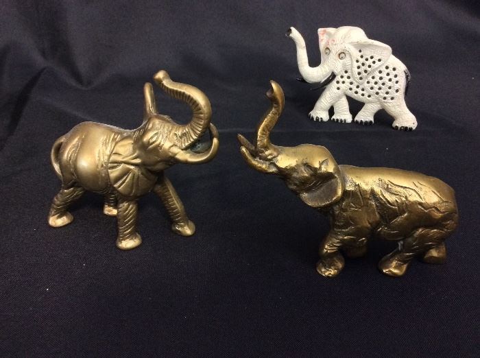 Brass and Porcelain Elephants