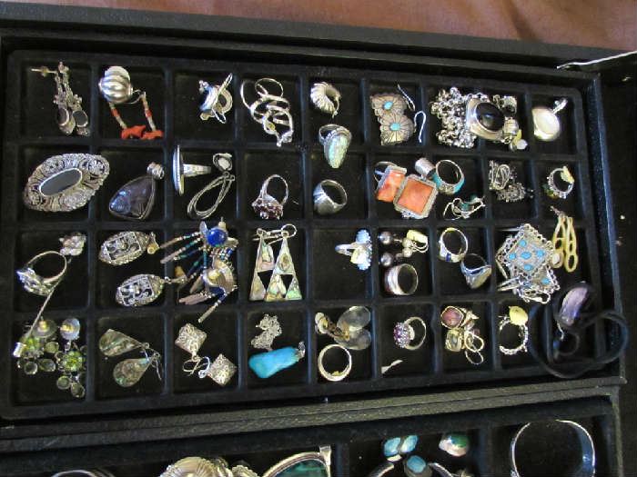 Jewelry, Rings, Southwest Silver, Coral, Lots of Silver Items
