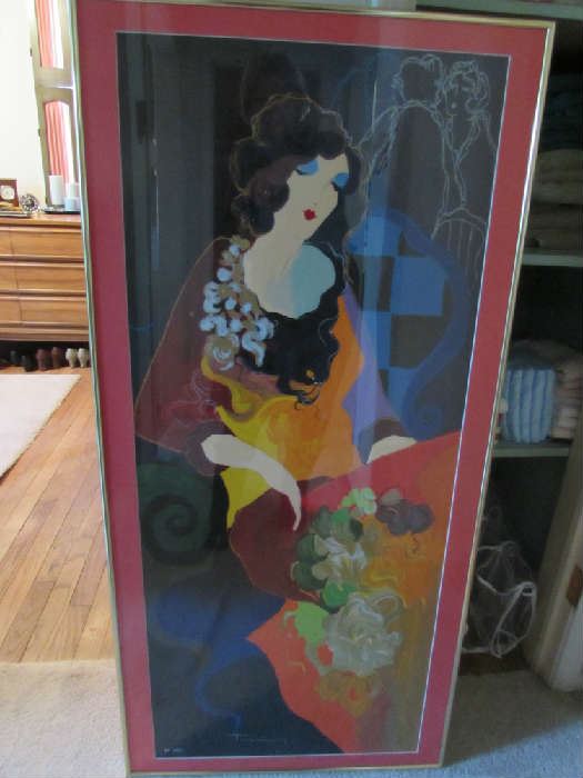 Contemporary or Modern Colorful Tall Lovely Vogue Lady Serigraph