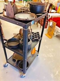 Assorted Cast Iron Skillets , griddles, sad irons, muffin pan , corn bread pans
