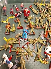 Vintage Metal lead soldiers and assorted toys