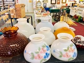 Grandpa had a shed of Glass Lamp shades & lamp parts box lots . Home sold everything must go