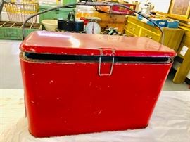 Fabulous Vintage Red Metal Cooler