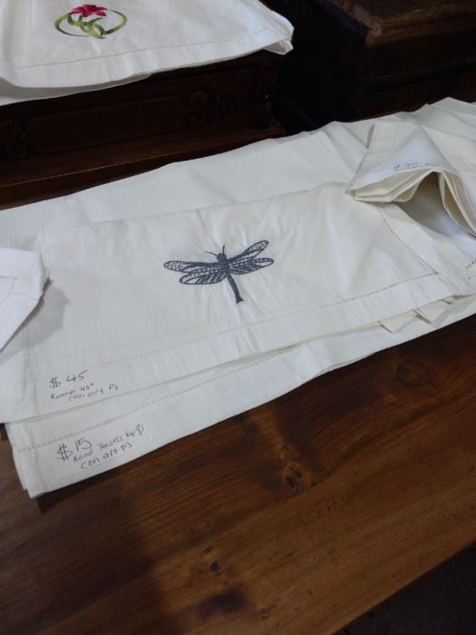 Dragonfly embroidered Table Runner