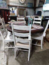 Pedestal Table and 6 Wood Chairs