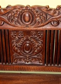 detail of carving on back of Spanish Colonial style bench