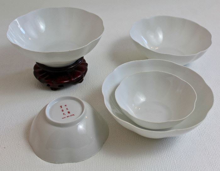 out of production, collectable pieces by Middle Kingdom Bo Jia, including Eggshell Bowls