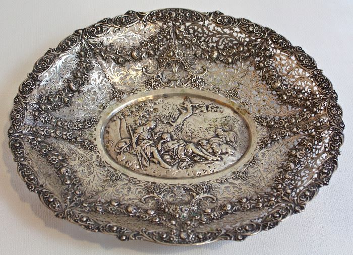 ornate silver plate presentation tray from Charlottesville area church