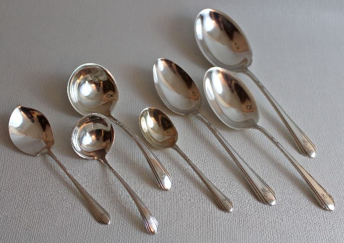 155 pieces of Towle "Lady Diana" sterling flatware - place settings, serving pieces, and baby fork & spoon