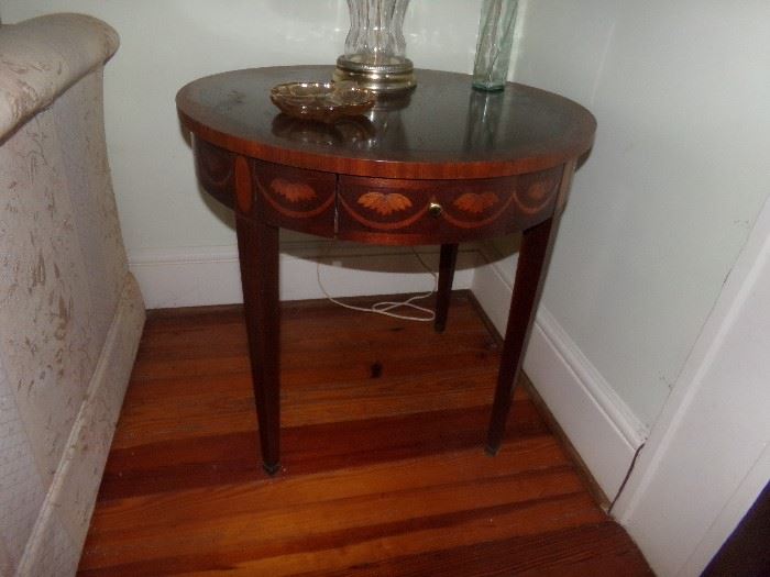 Inlaid Round End Table Baker