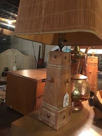 Pair of Ranch oak lamps $300