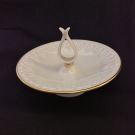 Lenox Candy Dish. Hand Decorated with 24 K Gold. 9" L.