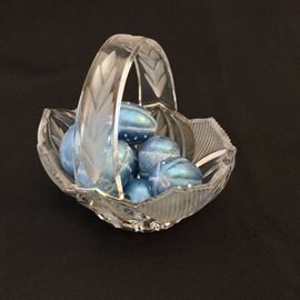 Crystal Basket with Blue Eggs. 
