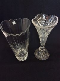 Crystal Flower Vases, 10" H.