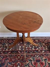 Wooden Side Table, 24" Diameter, 29" H.