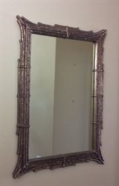 Large Faux Bamboo Framed Mirror, 32" x 44". 