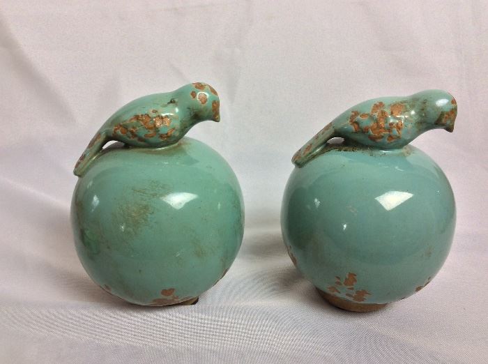 Pottery Birds, 6" H.
