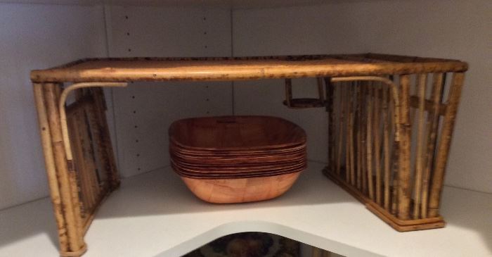 Bamboo Tray and Wood Bowls. 
