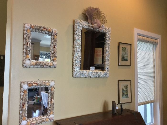 Shell Mirrors and Framed Art.