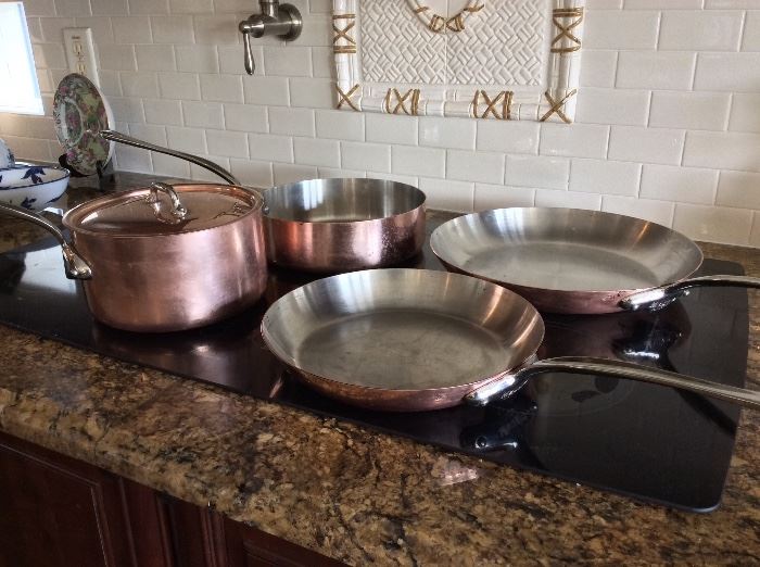 Mauviel 1830 Copper Cookware, Made in France. 4 Pieces.