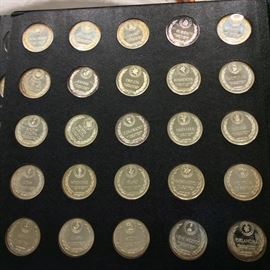 The States of The Union Sterling Silver Commemorative Medals, 1970. Lot of 50.