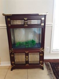 Korean Aquarium with brass hardware and paper covered glass. Very traditional Asian piece of furniture. Purchased in Korea and has been used as an aquarium for 25 years.  Gorgeous piece, and functional!