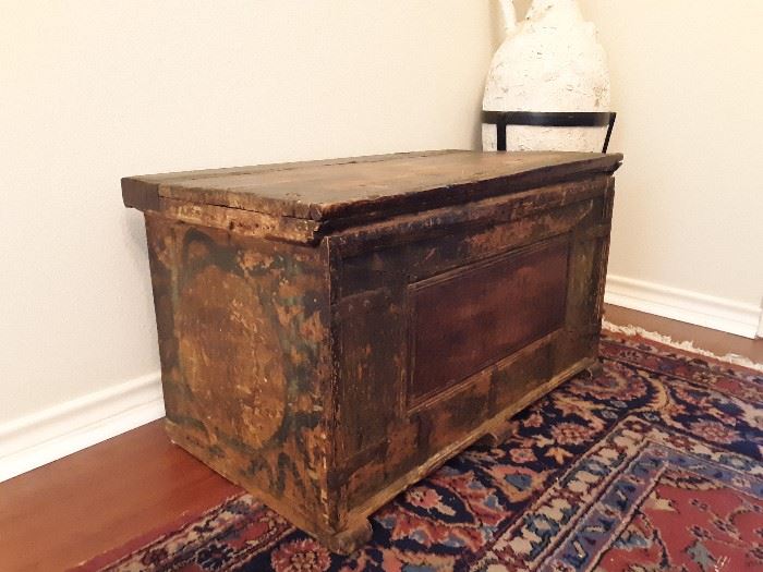 Turkish trunk, Ottoman Empire, late 1800s.  Rich colors, great for storage and display.