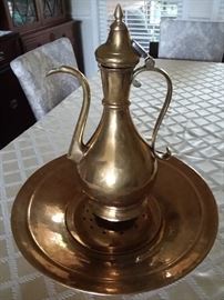 Brass pitcher and wash basin.  In great condition.  Only two small dings in pitcher.  Gorgeous item for display in your home or office!