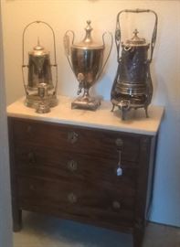 FRENCH COMMODE WITH SILVER