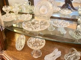 American Brilliant Cut Glass, Bowls, Compotes, Creamer & Sugars, Relish dishes