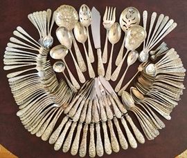 A Large Collection of Stieff "Rose" Repousse Sterling with Some Hard To Find Servers