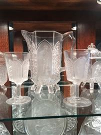 Gillinder "Classic 1875" Pattern Glass; early acid etched and molded pattern