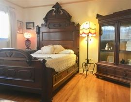 Authentic 19th Century Victorian Bed & Aesthetic Book Cabinet....Fit For Royals