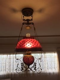 Cranberry Glass oil lamp converted to elecrtic
