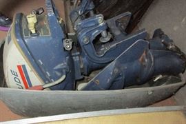 vintage boat motor with case