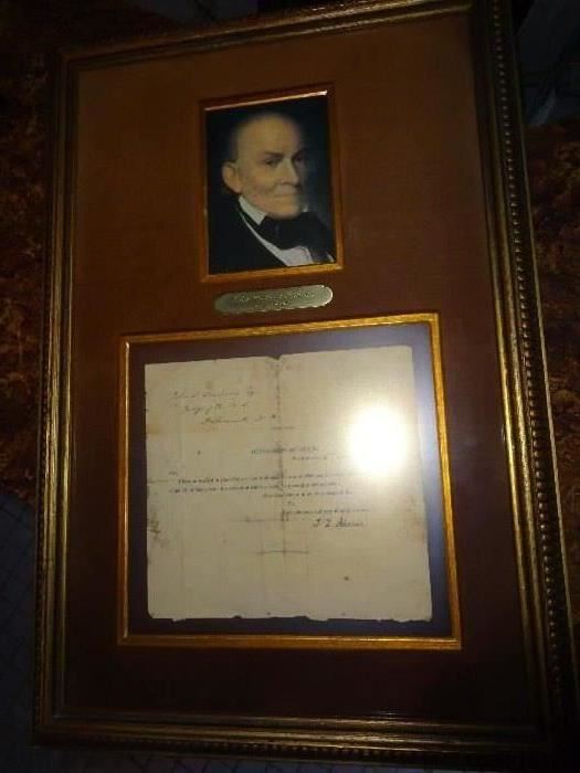 President John Quincy Adams Framed and Signed Document - Authentic 