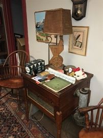 Antique Chicken Incubator / Lamp / Windsor Chairs / Decor