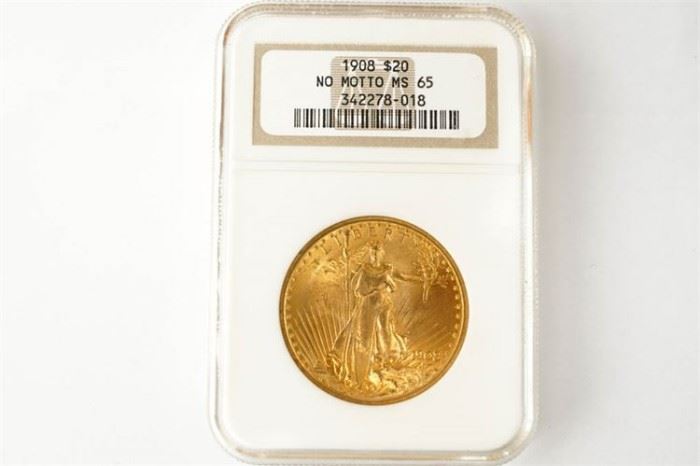 6. 1908 SaintGaudens Double Eagle Twenty Dollar Coin