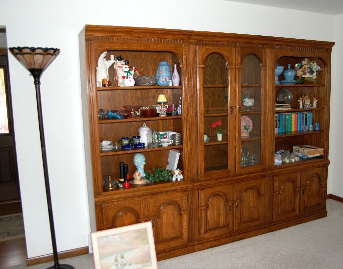 Set Amazing Book Case Shelves and Curio Cabinet