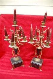Pair French Gilt Candleabras