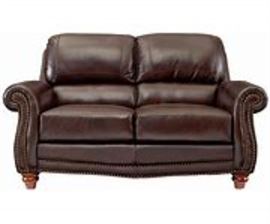 Leather Italia loveseat w/ nail head trim