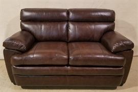 Leather Italia tobacco color loveseat