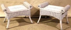 Pair wicker benches
