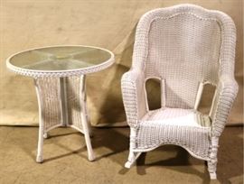 Wicker rocker and side table