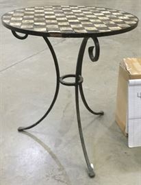 Metal checkerboard table by Sarreid
