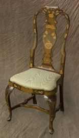 Queen Anne Arte Poverie style handpainted set of 4 chairs